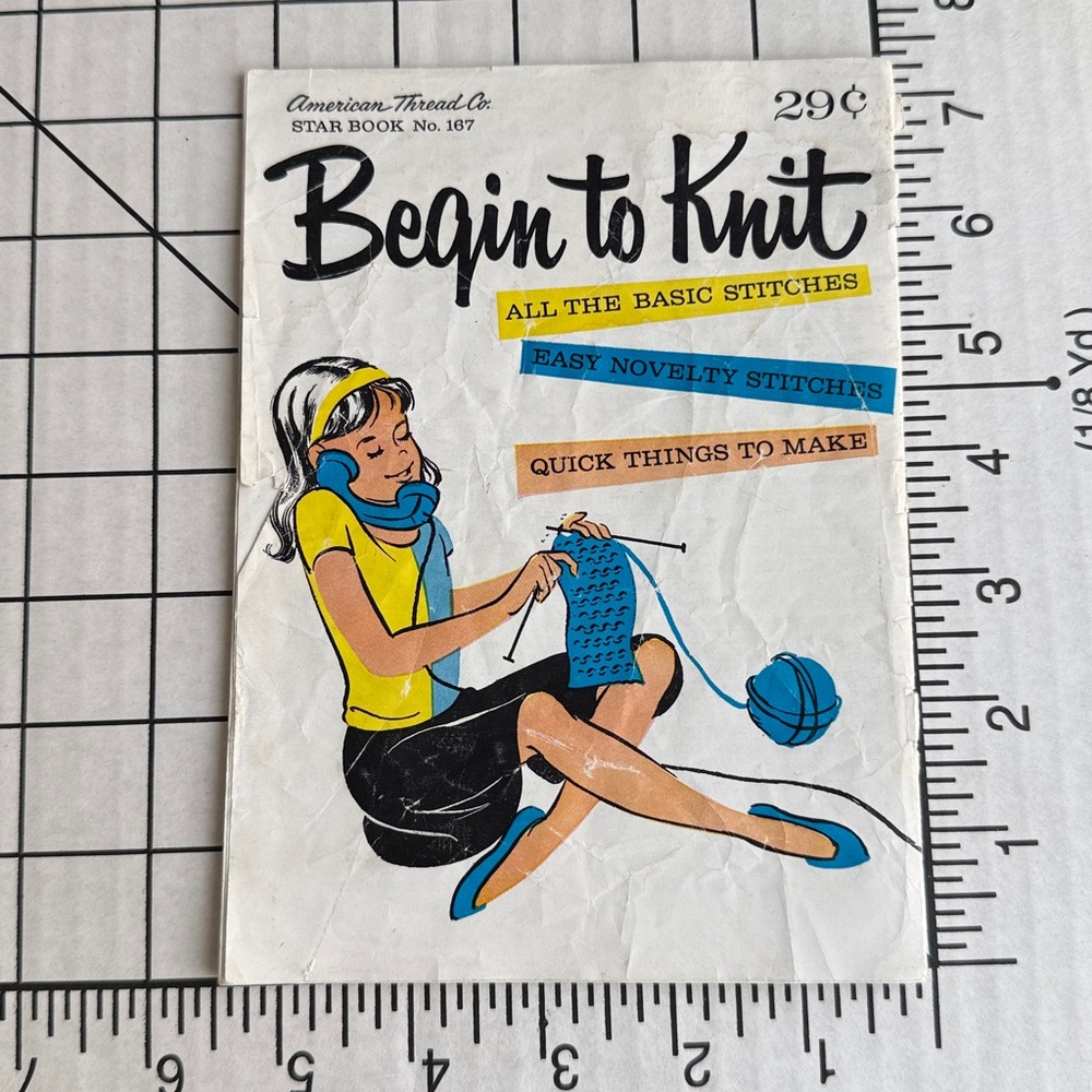 Vintage 1960s Begin to Knit Booklet – American Thread Co Star Book No 167